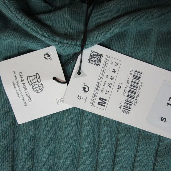 NWT ZARA WOMAN LETTUCE EDGE T SHIRT ribbed high neck SIZE M - Picture 5 of 11